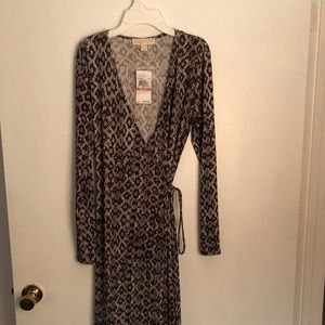Michael Kors snake skin long sleeved wrap dress